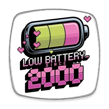 Y2K Retro – Batterie faible depuis 2000 - Magnet carré - blanc - Devant