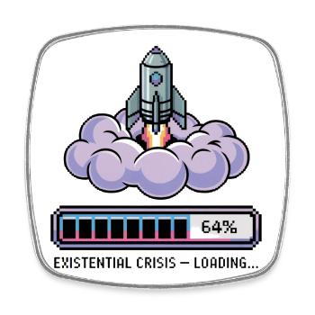 Digital Retro – Existential Crisis – Loading... - Viereckiger Kühlschrankmagnet - Weiß - Vorne