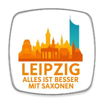 Diction saxonne de la silhouette de Leipzig - Magnet carré - blanc - Devant