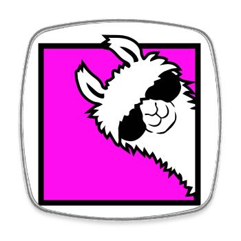 Lama Cool Guckt um Ecke Seite Sonnenbrille Alpaka - Viereckiger Kühlschrankmagnet - Weiß - Vorne