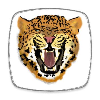 Leopardengesicht Brüllendes Kunstdesign - Viereckiger Kühlschrankmagnet - Weiß - Vorne