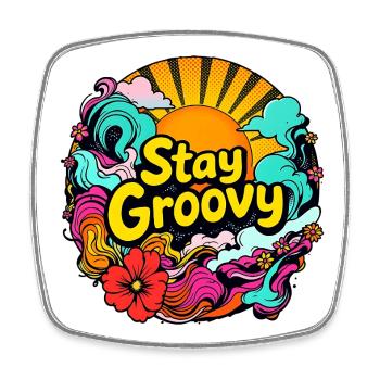 Retro Psychedelic – Stay Groovy - Square fridge magnet - white - Front