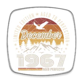 Dezember 1967 Originalausgabe Dezember-Geschenk - Viereckiger Kühlschrankmagnet - Weiß - Vorne