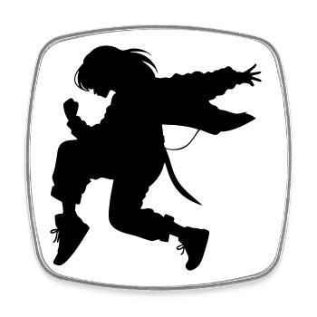 Breakdance B-Girl Silhouette in Action - Square fridge magnet - white - Front