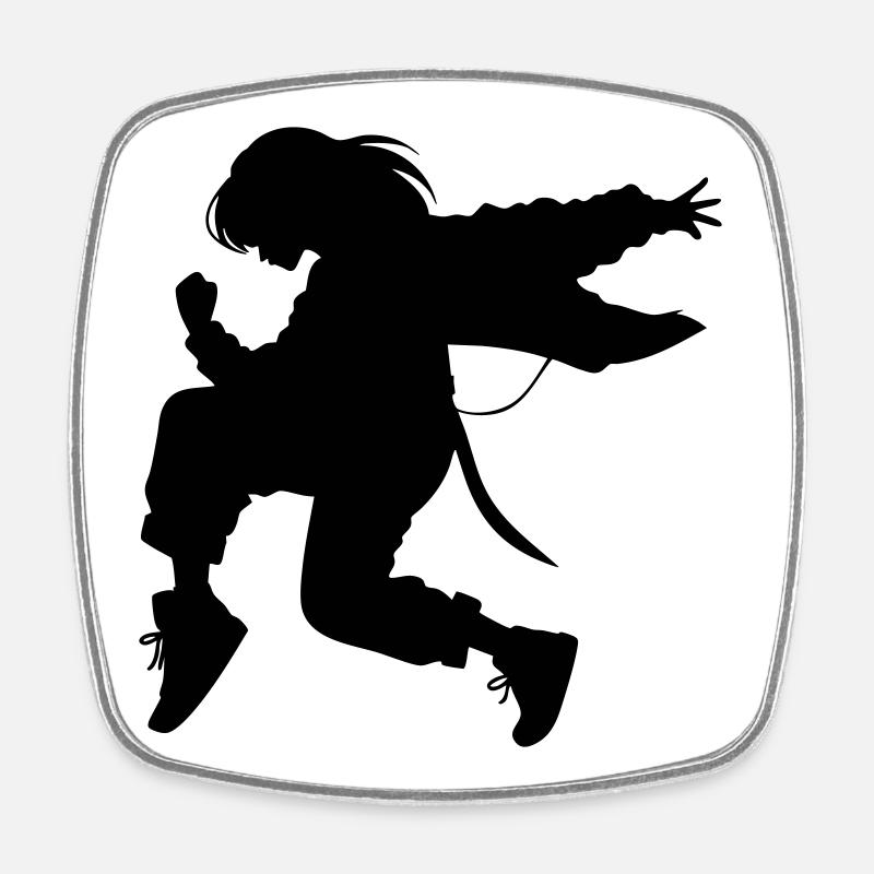 Breakdance B-Girl Silhouette en action - Magnet carré - blanc