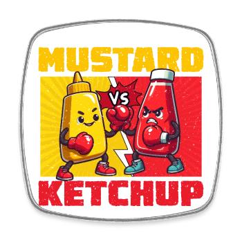 Mustard vs Ketchup Colorful Combat - Square fridge magnet - white - Front