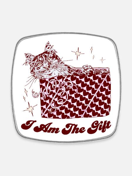 I AM THE GIFT - Square fridge magnet - white