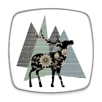 Hirsch - Viereckiger Kühlschrankmagnet - Weiß - Vorne