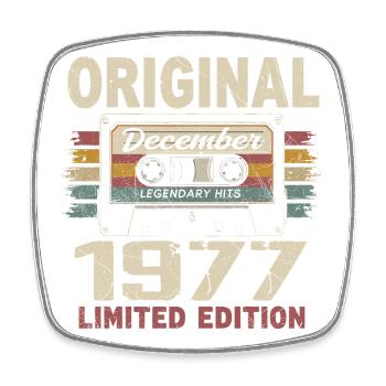 December 1977 Birthday Gift - Square fridge magnet - white - Front