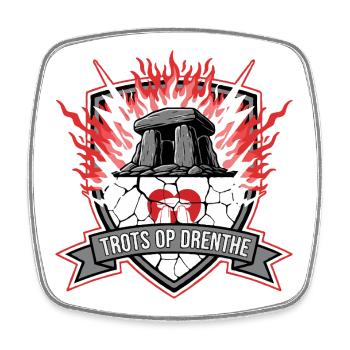 Proud of Drenthe Emblem Flames - Square fridge magnet - white - Front