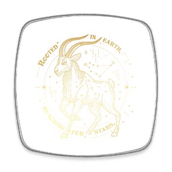 Steinbock Sternzeichen Geschenk – Erde & Sterne Design - Viereckiger Kühlschrankmagnet - Weiß - Vorne
