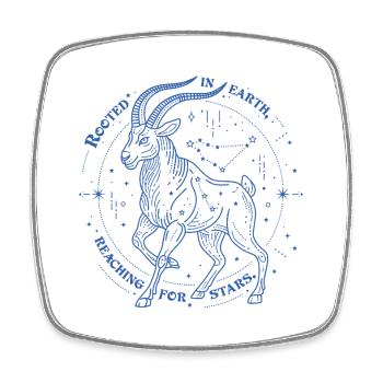 Steinbock Sternzeichen Geschenk – Erde & Sterne Design - Viereckiger Kühlschrankmagnet - Weiß - Vorne