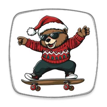 Bär Weihnachten Lustig - Viereckiger Kühlschrankmagnet - Weiß - Vorne