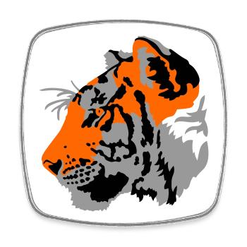 Tigre - Magnet carré - blanc - Devant