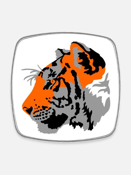 Tiger - Viereckiger Kühlschrankmagnet - Weiß