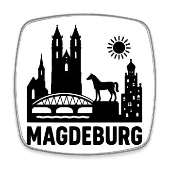 magdeburg silhouette - Viereckiger Kühlschrankmagnet - Weiß - Vorne