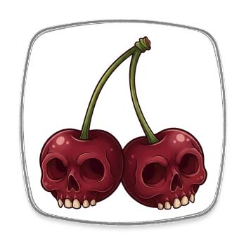 Dessin animé crâne cerises - Magnet carré - blanc - Devant