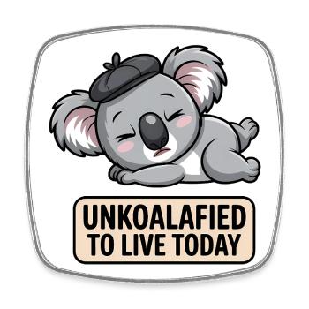 Unkoalafied - Funny Koala T-Shirt - Square fridge magnet - white - Front