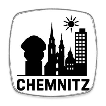 Chemnitz Landmark Silhouette - Square fridge magnet - white - Front