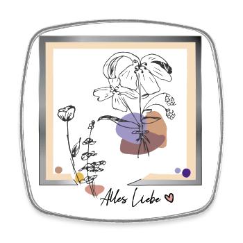 Bilderrahmen mit Blumen - Viereckiger Kühlschrankmagnet - Weiß - Vorne