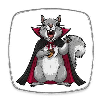 Cute Halloween Vampire Squirrel Cartoon - Square fridge magnet - white - Front