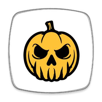 Pumpkin Skull Yellow Black - Square fridge magnet - white - Front