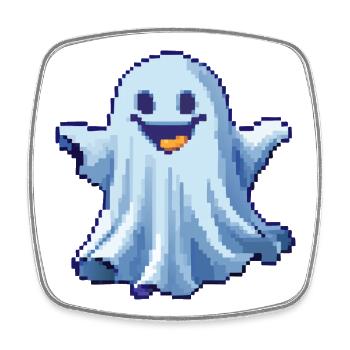 Pixel Ghost: Pixelated Friendly Spirit - Viereckiger Kühlschrankmagnet - Weiß - Vorne