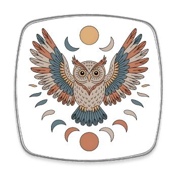 Boho Eule - Viereckiger Kühlschrankmagnet - Weiß - Vorne