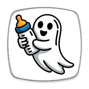 Ghost with pacifier illustration - Square fridge magnet - white - Front