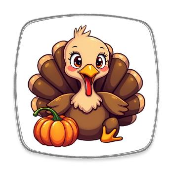 Bébé dinde de Thanksgiving - Magnet carré - blanc - Devant