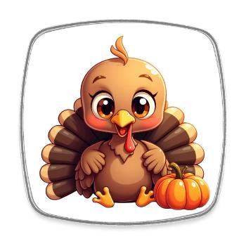 Bébé dinde de Thanksgiving - Magnet carré - blanc - Devant