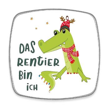 Reindeer Alligator Christmas Fun - Square fridge magnet - white - Front