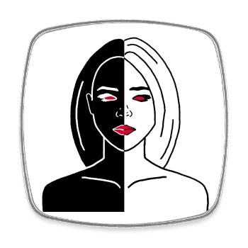 Porträt einer Yin- und Yang-Frau - Viereckiger Kühlschrankmagnet - Weiß - Vorne