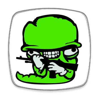 Wurm Soldat Verrückt Helm Waffe Aggressiv Wild Fun - Viereckiger Kühlschrankmagnet - Weiß - Vorne