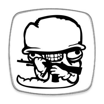 Wurm Soldat Verrückt Helm Waffe Aggressiv Wild Fun - Viereckiger Kühlschrankmagnet - Weiß - Vorne