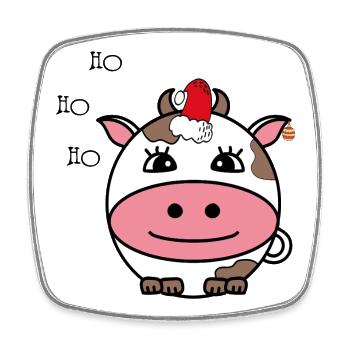 Kuh mit Santa Hut Weihnachten - Viereckiger Kühlschrankmagnet - Weiß - Vorne