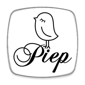 Spatz Piep – Piepmatz Vogel Cartoon Motiv - Viereckiger Kühlschrankmagnet - Weiß - Vorne