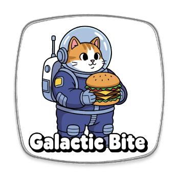Galaktische Katzen-Astronautin Burger - Viereckiger Kühlschrankmagnet - Weiß - Vorne