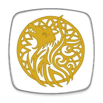 Goldener Wikingerwolf und Glücksbringer - Viereckiger Kühlschrankmagnet - Weiß - Vorne