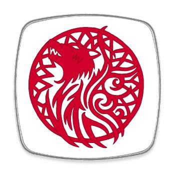 Roter Wikingerwolf und Talisman des Glücks - Viereckiger Kühlschrankmagnet - Weiß - Vorne