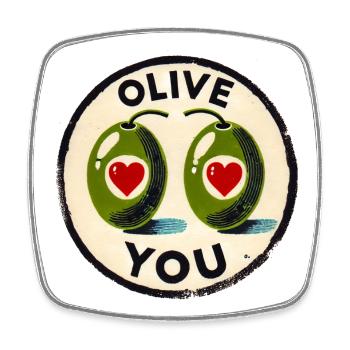 Olive You Hearts - Magnet carré - blanc - Devant