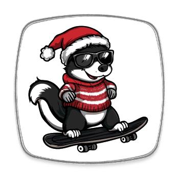 Skunk Noël drôle - Magnet carré - blanc - Devant