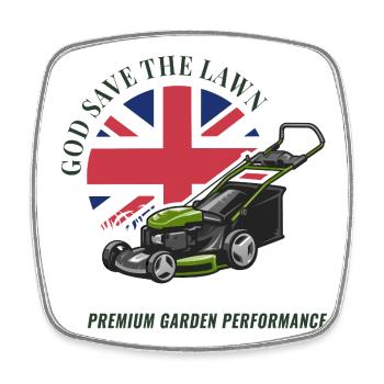 God Save the Lawn – Humour de jardin britannique - Magnet carré - blanc - Devant
