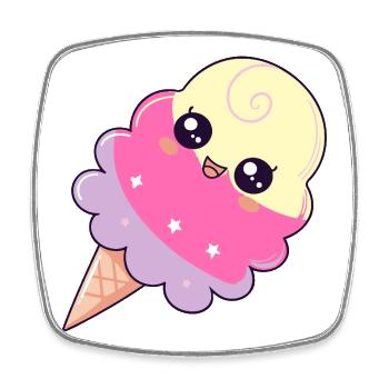 Pastellfarbene Kawaii Eissterne - Viereckiger Kühlschrankmagnet - Weiß - Vorne