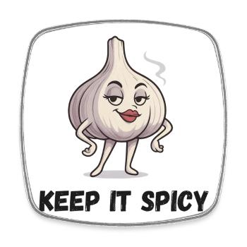 Knoblauch Charme Keep It Spicy Garlic Gemüse - Viereckiger Kühlschrankmagnet - Weiß - Vorne