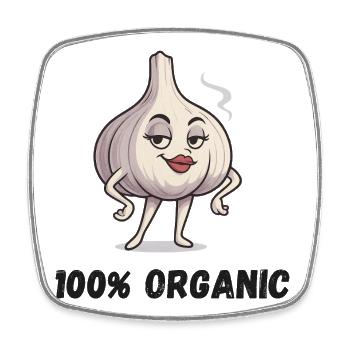 Garlic Diva Pose Ail Végétal Bio - Magnet carré - blanc - Devant