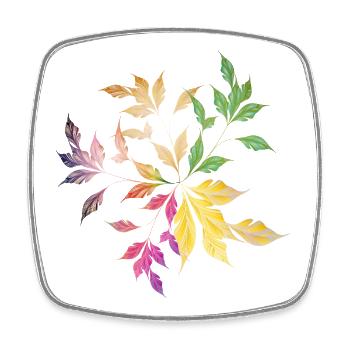 Arrangement de feuilles délicatement scintillant – Nature Art - Magnet carré - blanc - Devant