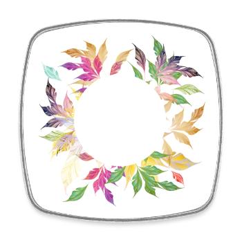 Imaginative leaf frame – delicately shimmering - Square fridge magnet - white - Front