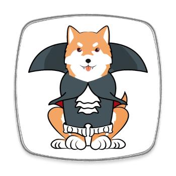 Drôle Shiba Inu Chien Halloween Costume de Vampire - Magnet carré - blanc - Devant