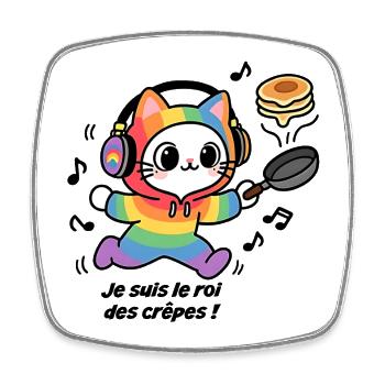 Cat cook, I'm the king of pancakes! - Square fridge magnet - white - Front